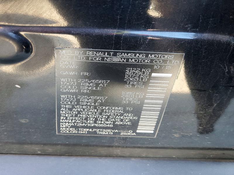 61944836 :رقم المزاد ، KNMAT2MV1GP616546 vin ، 2016 Nissan Rogue مزاد بيع