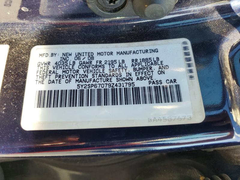 62294176 :رقم المزاد ، 5Y2SP67079Z431795 vin ، 2009 Pontiac Vibe مزاد بيع
