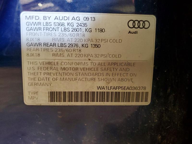 Продаж на аукціоні авто 2014 Audi Q5, vin: WA1LFAFP5EA036378, номер лоту: 62260306