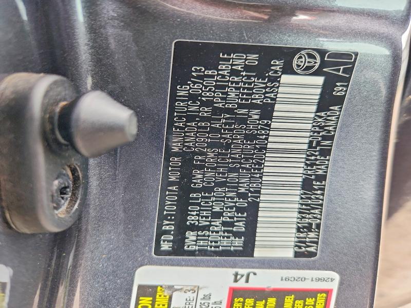 63001786 :رقم المزاد ، 2T1BU4EE2DC104879 vin ، 2013 Toyota Corolla مزاد بيع