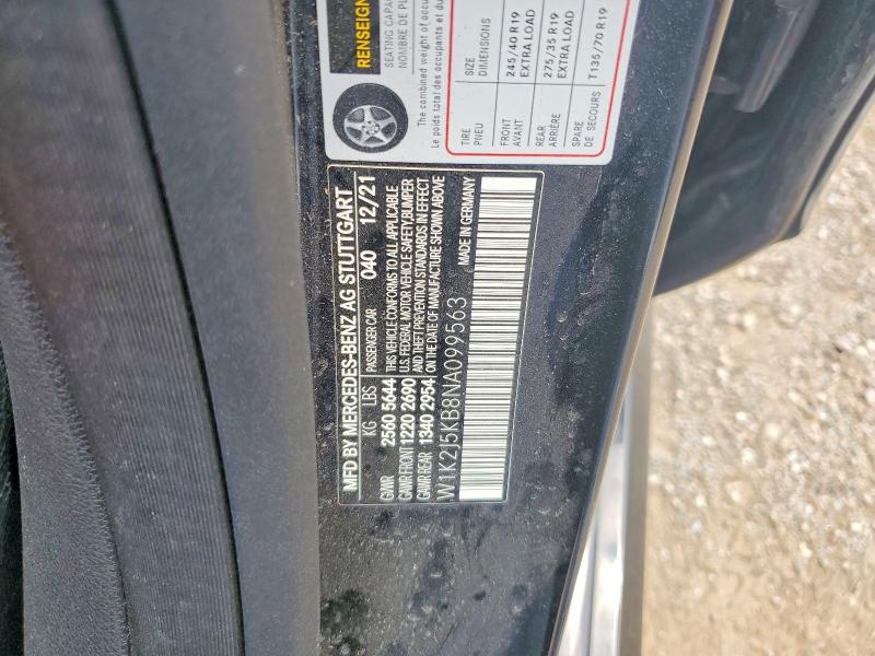 62836076 :رقم المزاد ، W1K2J5KB8NA099563 vin ، 2022 Mercedes-benz Cls مزاد بيع