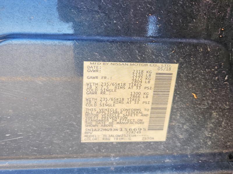 Aukcja sprzedaży 2018 Nissan Murano, vin: 5N1AZ2MG9JN156695, numer aukcji: 62996856