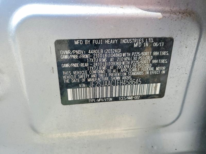 Продаж на аукціоні авто 2014 Subaru Forester, vin: JF2SJAAC1EH458645, номер лоту: 62768406