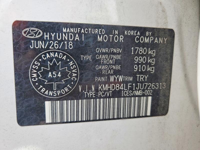 Продаж на аукціоні авто 2018 Hyundai Elantra, vin: KMHD84LF1JU726313, номер лоту: 60576486
