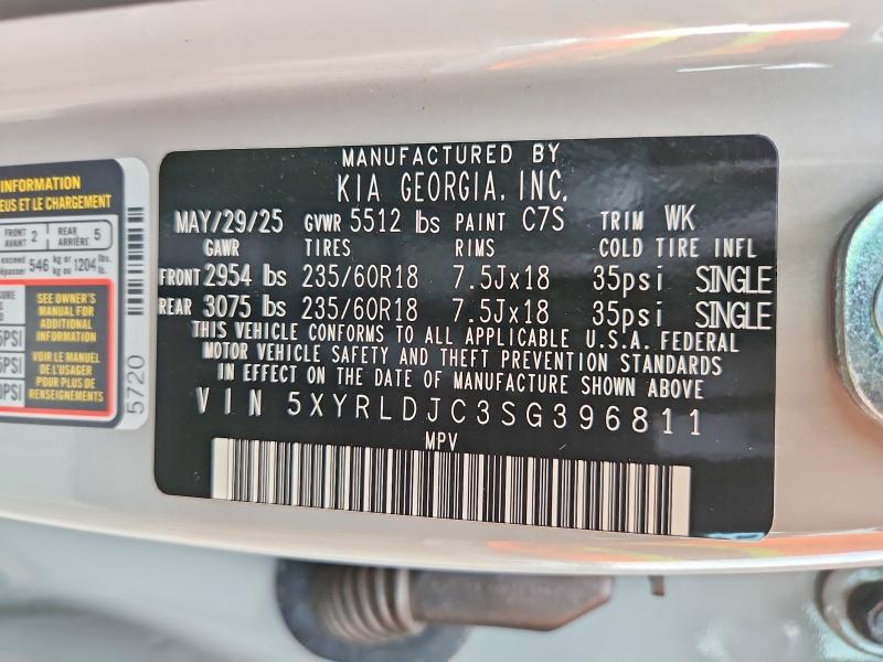Продаж на аукціоні авто 2025 Kia Sorento, vin: 5XYRLDJC3SG396811, номер лоту: 61481756
