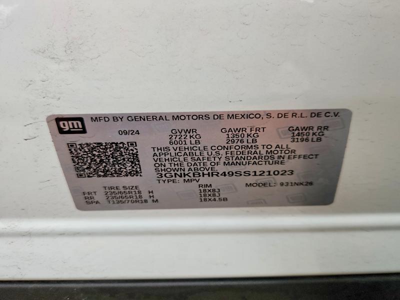 Продаж на аукціоні авто 2025 Chevrolet Blazer, vin: 3GNKBHR49SS121023, номер лоту: 62406376