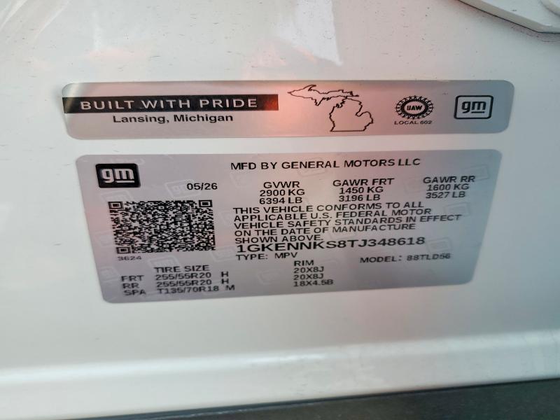 Aukcja sprzedaży 2026 Gmc Acadia, vin: 1GKENNKS8TJ348618, numer aukcji: 61914606