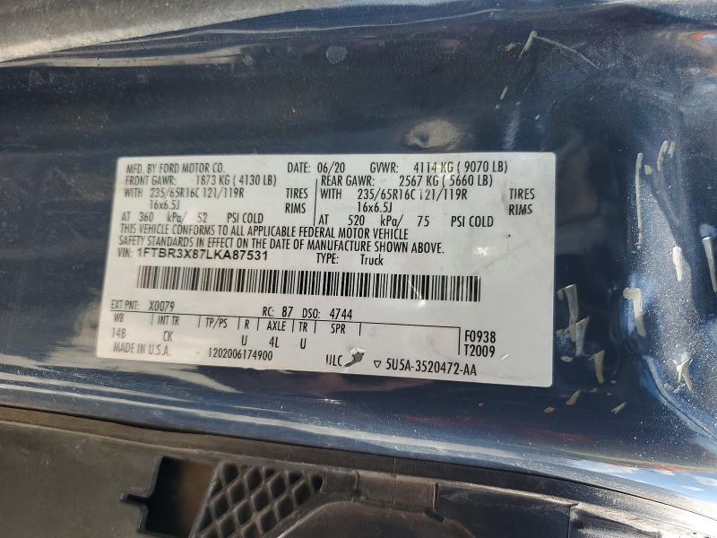 Продажа на аукционе авто 2020 Ford Transit, vin: 1FTBR3X87LKA87531, номер лота: 58947396
