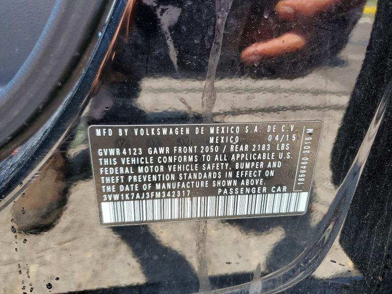 Продажа на аукционе авто 2015 Volkswagen Jetta, vin: 3VW1K7AJ3FM342317, номер лота: 60769616