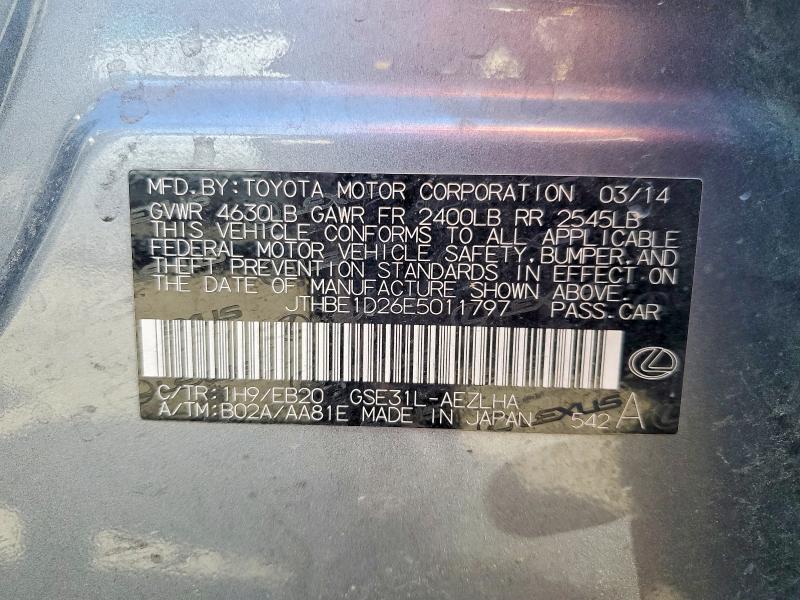 63015846 :رقم المزاد ، JTHBE1D26E5011797 vin ، 2014 Lexus Is مزاد بيع