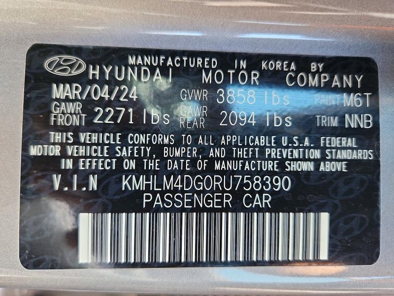 Продаж на аукціоні авто 2024 Hyundai Elantra, vin: KMHLM4DG0RU758390, номер лоту: 60819436
