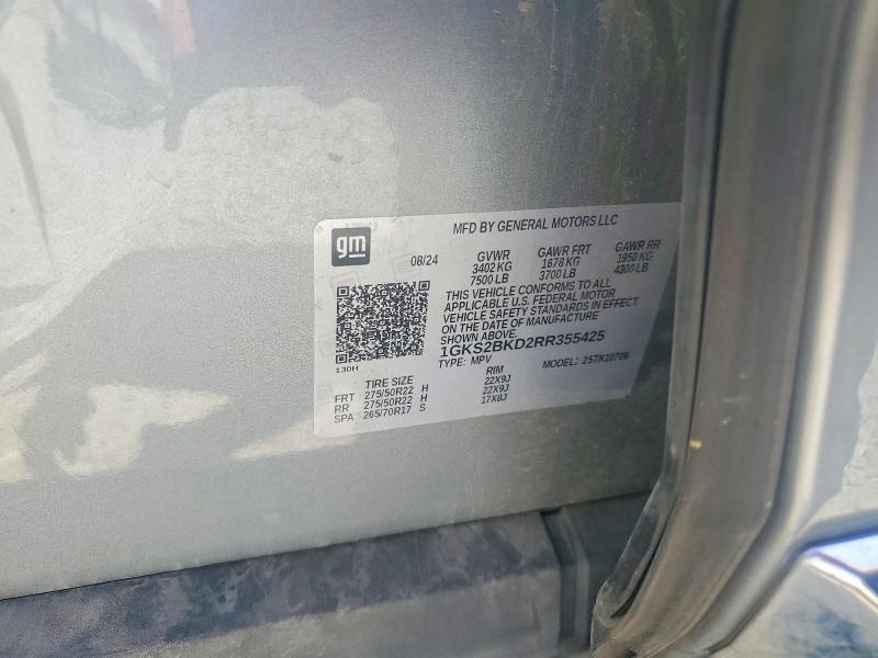 85635805 :رقم المزاد ، 1GKS2BKD2RR355425 vin ، 2024 Gmc Yukon مزاد بيع