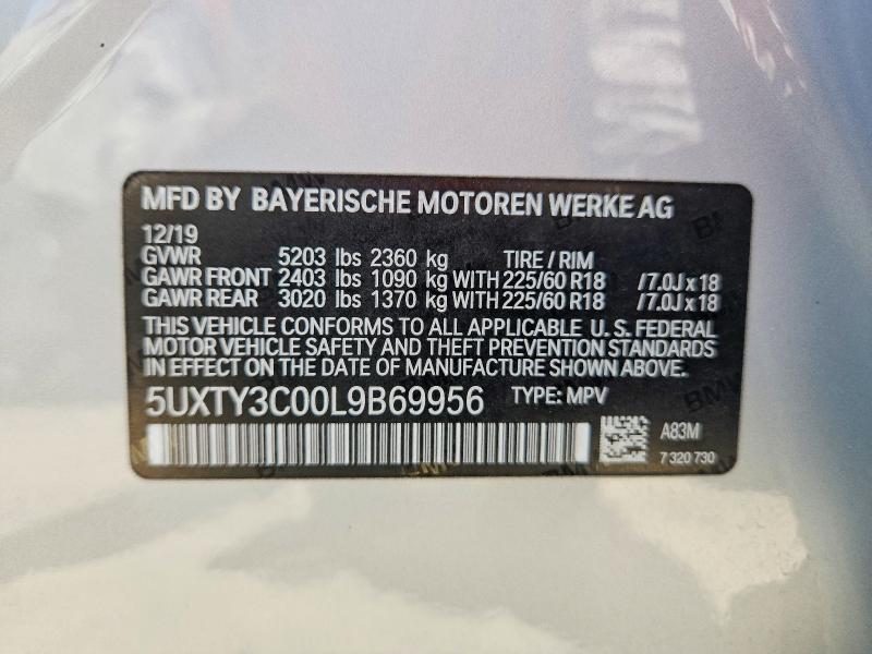 Продаж на аукціоні авто 2020 Bmw X3, vin: 5UXTY3C00L9B69956, номер лоту: 61479076