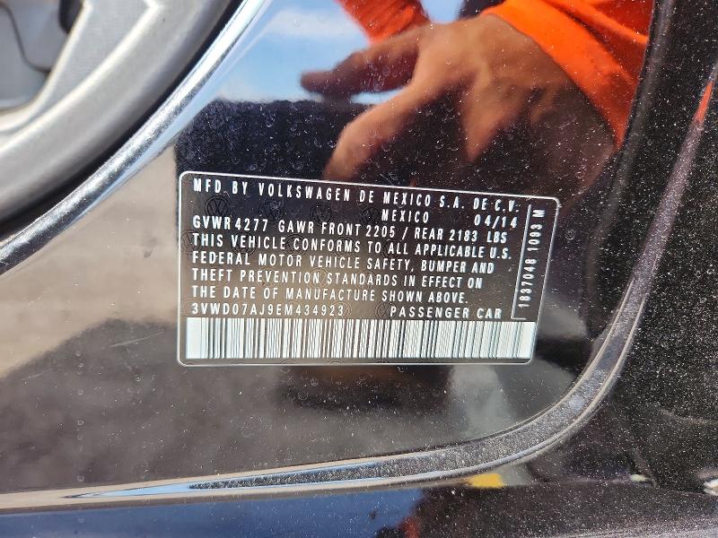 2014 Volkswagen Jetta მანქანა იყიდება აუქციონზე, vin: 3VWD07AJ9EM434923, აუქციონის ნომერი: 59383596