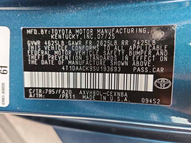 Aukcja sprzedaży 2025 Toyota Camry, vin: 4T1DAACK9SU193693, numer aukcji: 60982256