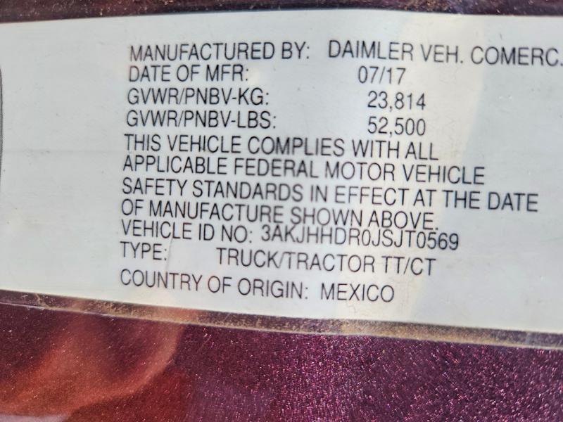 Aukcja sprzedaży 2018 Freightliner Cascadia 126, vin: 3AKJHHDR0JSJT0569, numer aukcji: 57043736