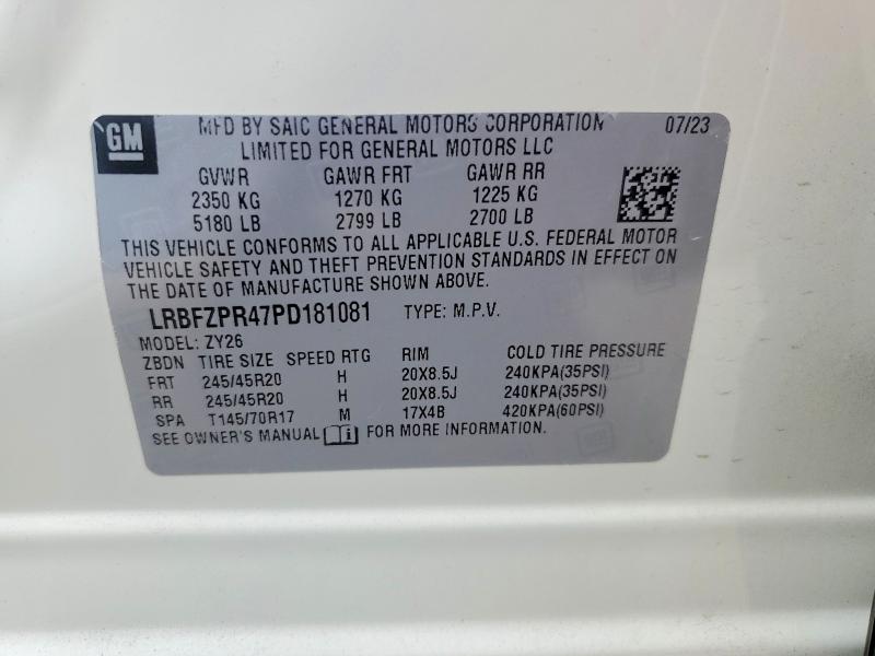 59542466 :رقم المزاد ، LRBFZPR47PD181081 vin ، 2023 Buick Envision مزاد بيع