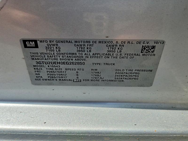 2014 Gmc Sierra მანქანა იყიდება აუქციონზე, vin: 3GTU2UEH0EG262850, აუქციონის ნომერი: 63676826