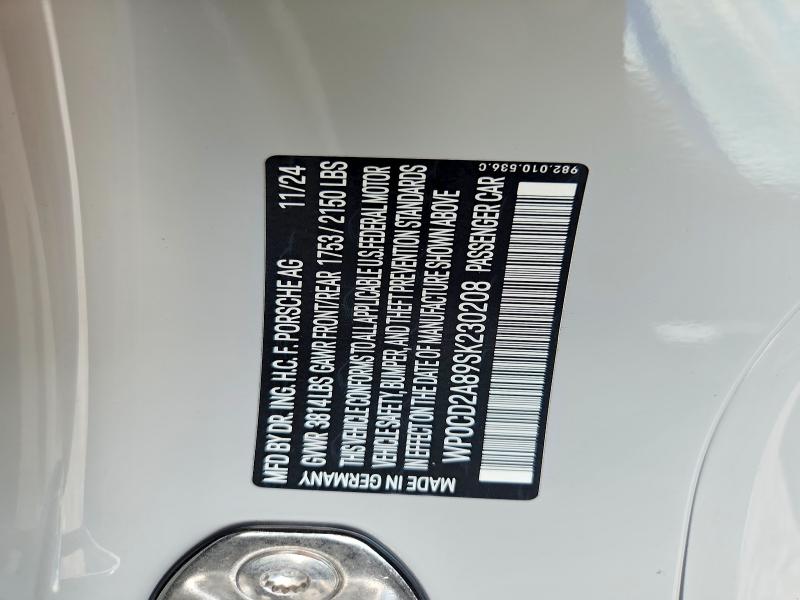 Продаж на аукціоні авто 2025 Porsche Boxster, vin: WP0CD2A89SK230208, номер лоту: 60076636