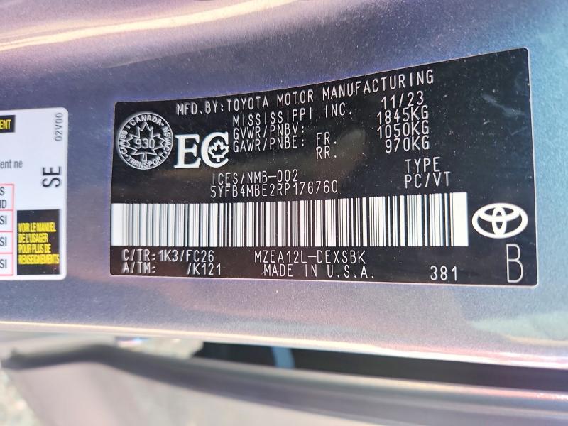 Продажа на аукционе авто 2024 Toyota Corolla, vin: 5YFB4MBE2RP176760, номер лота: 60715476