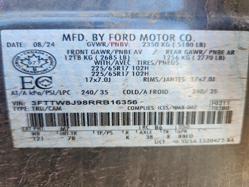 Продажа на аукционе авто 2024 Ford Maverick, vin: 3FTTW8J98RRB16356, номер лота: 59128226