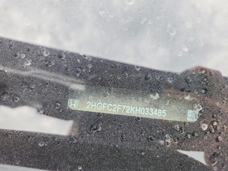 59722436 :رقم المزاد ، 2HGFC2F72KH033485 vin ، 2019 Honda Civic مزاد بيع