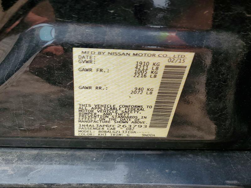 2015 Nissan Altima მანქანა იყიდება აუქციონზე, vin: 1N4AL3AP6FC263793, აუქციონის ნომერი: 61172106
