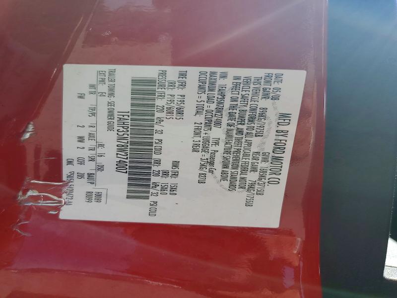 2008 Ford Focus მანქანა იყიდება აუქციონზე, vin: 1FAHP35N78W274007, აუქციონის ნომერი: 59677826