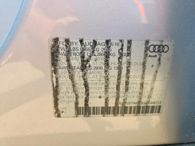 Продажа на аукционе авто 2016 Audi Q5, vin: WA1W7AFP3GA148013, номер лота: 60886976