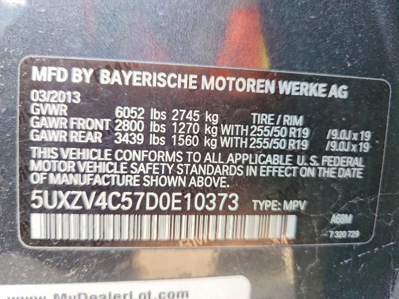 62079366 :رقم المزاد ، 5UXZV4C57D0E10373 vin ، 2013 Bmw X5 مزاد بيع