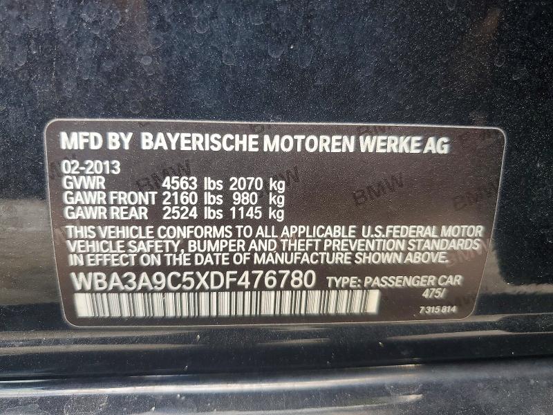 2013 Bmw 335 მანქანა იყიდება აუქციონზე, vin: WBA3A9C5XDF476780, აუქციონის ნომერი: 59586226