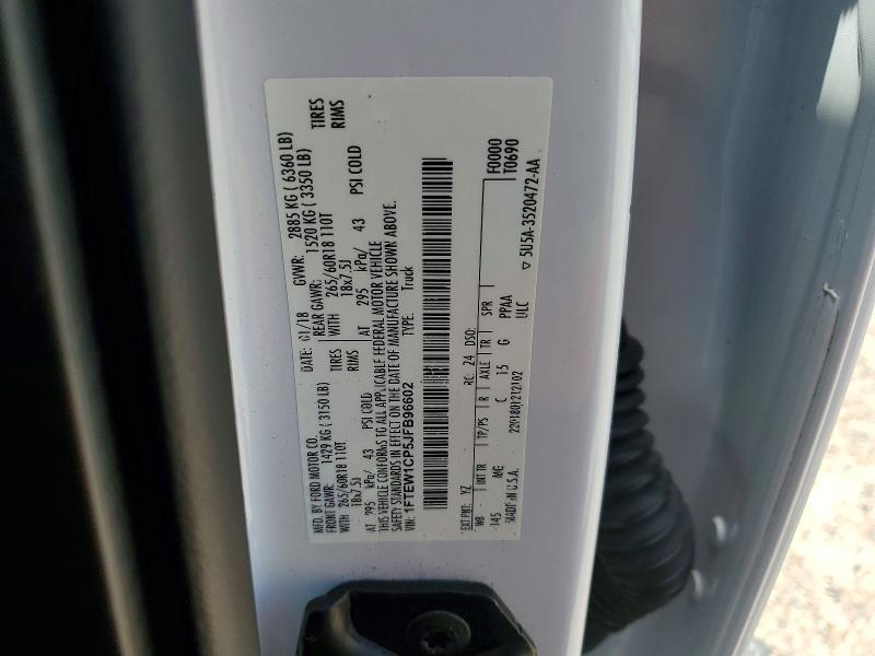 2018 Ford F150 მანქანა იყიდება აუქციონზე, vin: 1FTEW1CP5JFB96602, აუქციონის ნომერი: 63185556