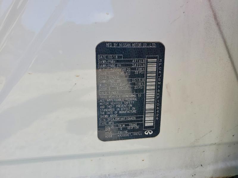 Aukcja sprzedaży 2019 Infiniti Qx50, vin: 3PCAJ5M16KF106426, numer aukcji: 59851786
