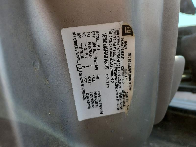 2004 Pontiac Montana მანქანა იყიდება აუქციონზე, vin: 1GMDX03E04D103515, აუქციონის ნომერი: 62755876