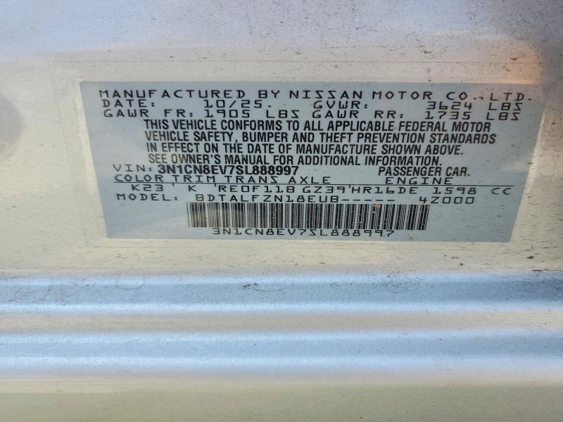 Продаж на аукціоні авто 2025 Nissan Versa, vin: 3N1CN8EV7SL888997, номер лоту: 62811816