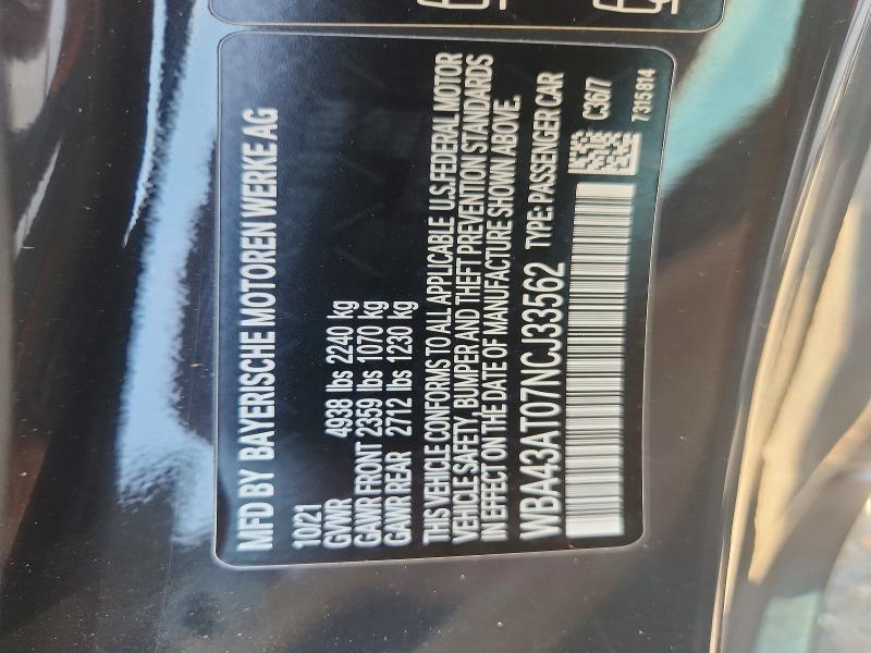 Продаж на аукціоні авто 2022 Bmw 430xi, vin: WBA43AT07NCJ33562, номер лоту: 62296046