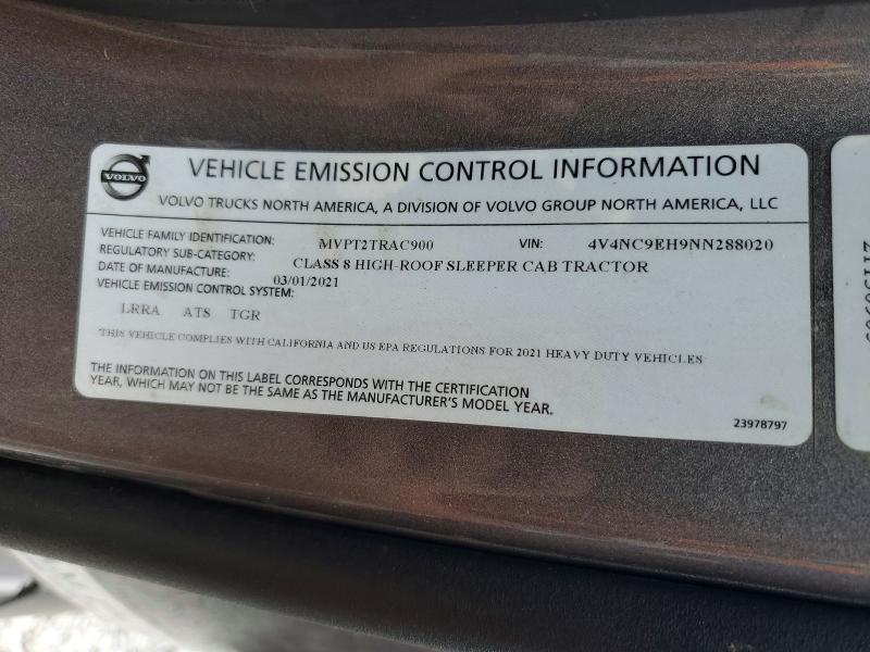 60970326 :رقم المزاد ، 4V4NC9EH9NN288020 vin ، 2022 Volvo Vnl مزاد بيع