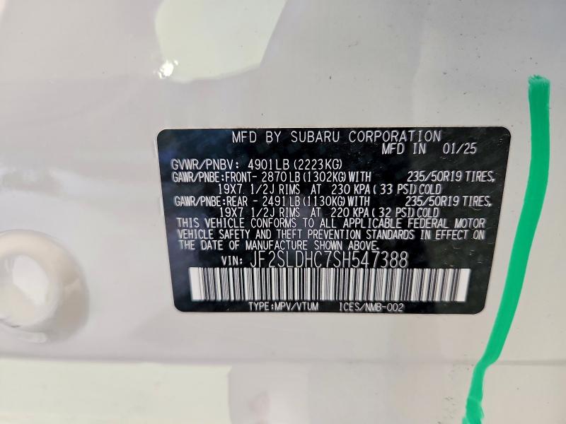 60569946 :رقم المزاد ، JF2SLDHC7SH547388 vin ، 2025 Subaru Forester مزاد بيع