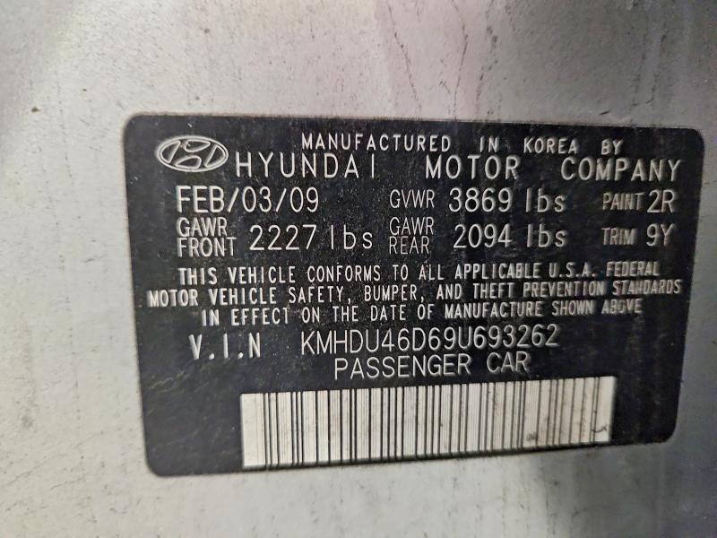 Продаж на аукціоні авто 2009 Hyundai Elantra, vin: KMHDU46D69U693262, номер лоту: 59984106