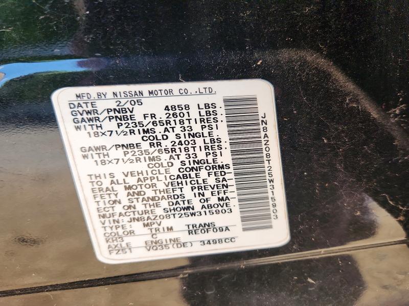 Продаж на аукціоні авто 2005 Nissan Murano, vin: JN8AZ08T25W315903, номер лоту: 59106276