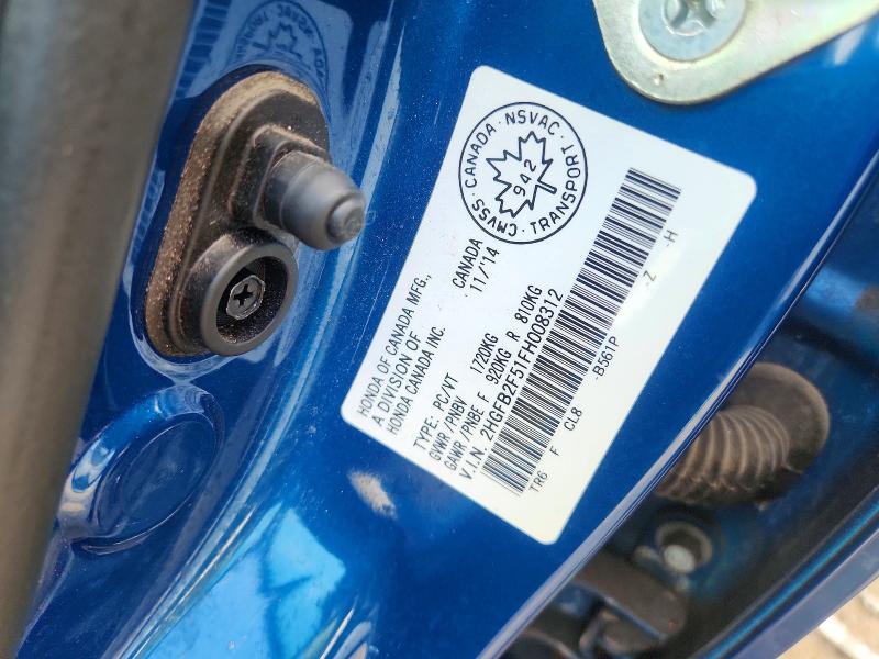 2015 Honda Civic მანქანა იყიდება აუქციონზე, vin: 2HGFB2F51FH008312, აუქციონის ნომერი: 59366466