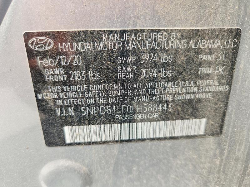 Aukcja sprzedaży 2020 Hyundai Elantra, vin: 5NPD84LF0LH588443, numer aukcji: 62054436