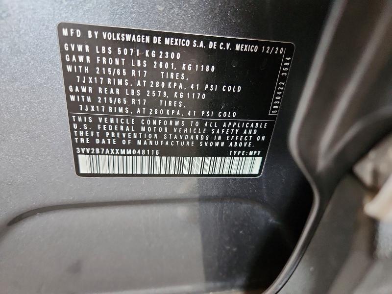 59300036 :رقم المزاد ، 3VV2B7AXXMM048116 vin ، 2021 Volkswagen Tiguan مزاد بيع
