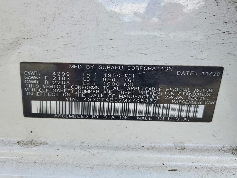 Продажа на аукционе авто 2021 Subaru Impreza, vin: 4S3GTAB67M3705377, номер лота: 60834246