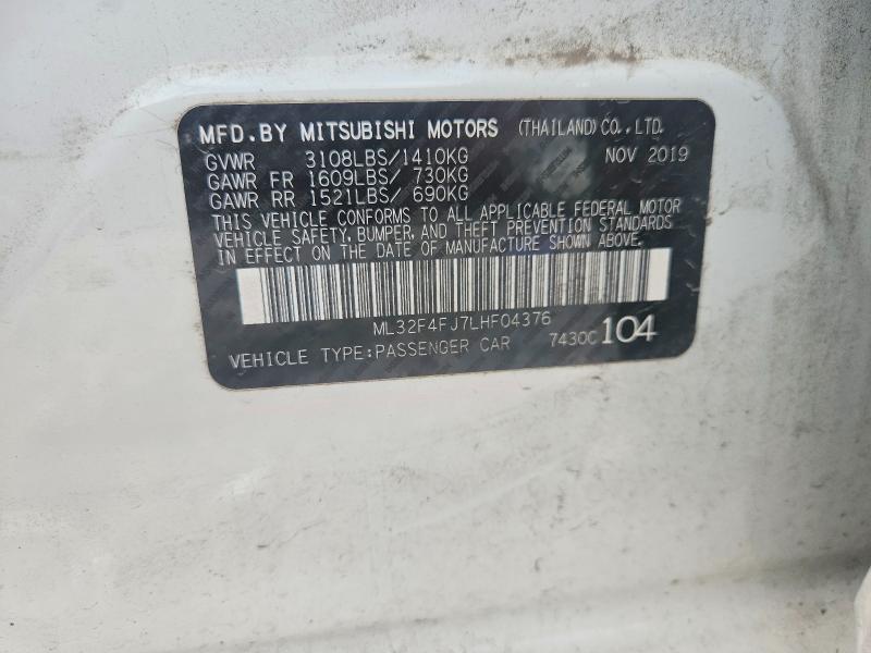 Auction sale of the 2020 Mitsubishi Mirage, vin: ML32F4FJ7LHF04376, lot number: 60130346