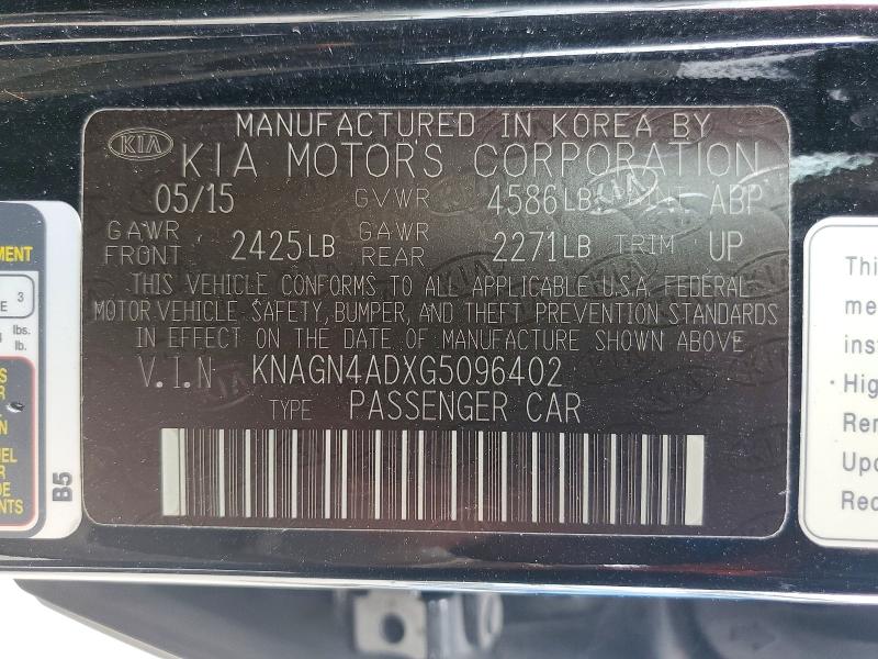 Aukcja sprzedaży 2016 Kia Optima, vin: KNAGN4ADXG5096402, numer aukcji: 62224066