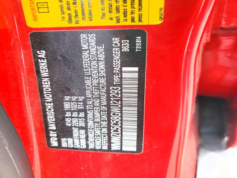 2016 Mini Cooper მანქანა იყიდება აუქციონზე, vin: WMWZC5C58GWU21293, აუქციონის ნომერი: 60461476
