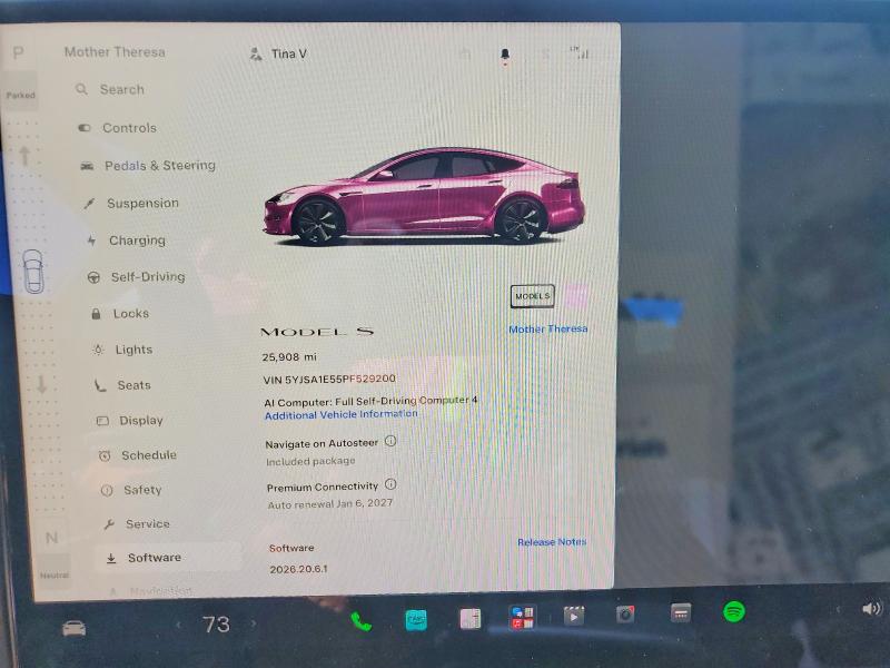60588256 :رقم المزاد ، 5YJSA1E55PF529200 vin ، 2023 Tesla Model S مزاد بيع