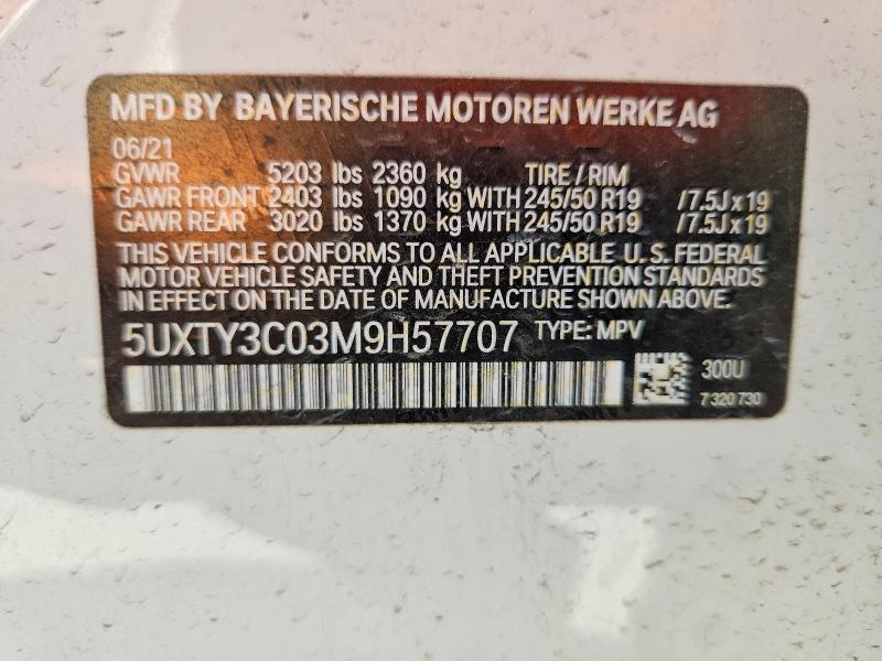 Aukcja sprzedaży 2021 Bmw X3, vin: 5UXTY3C03M9H57707, numer aukcji: 60675266