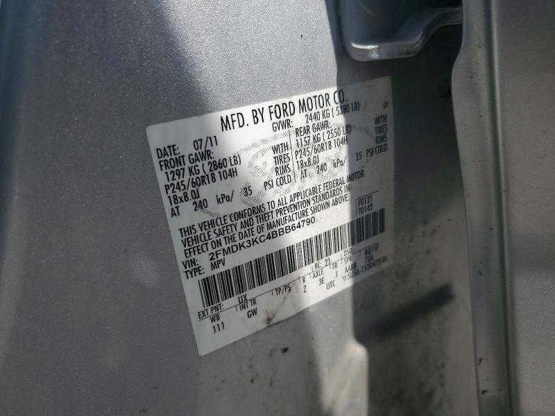 Aukcja sprzedaży 2011 Ford Edge, vin: 2FMDK3KC4BBB64790, numer aukcji: 62164976